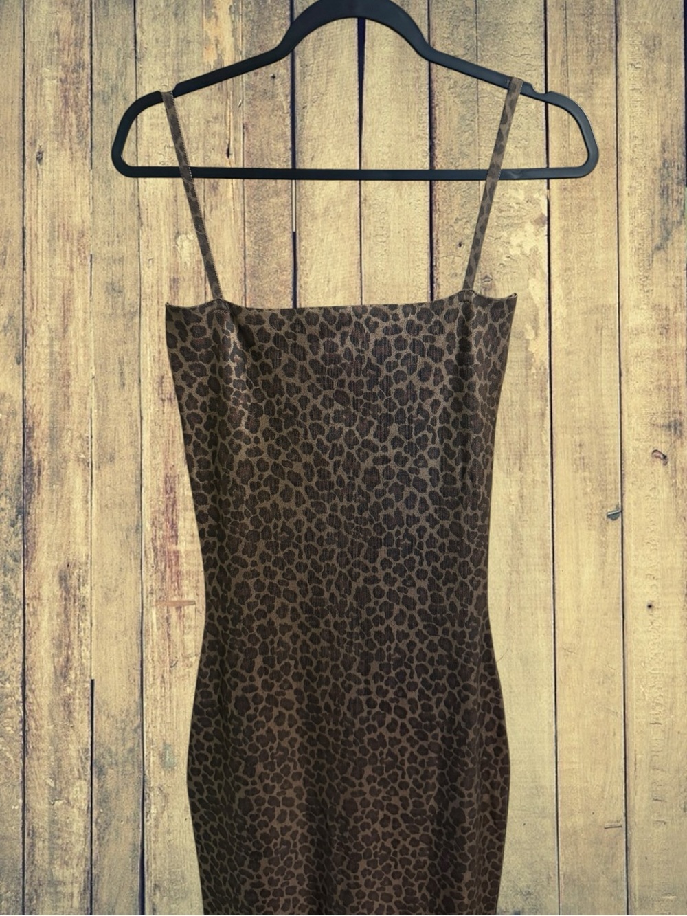 Zara Leopard Print Strappy Foil Knit Midi Animal Print Slip Dress Medium NWT - Picture 11 of 14